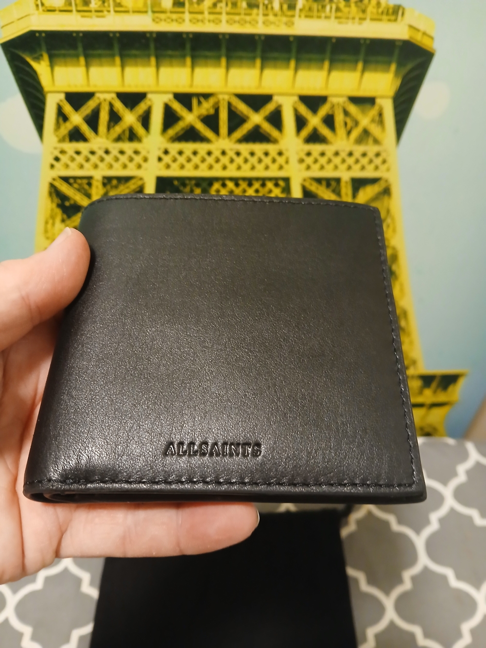 All Saints AllSaints Black Leather Bi-Fold Wallet